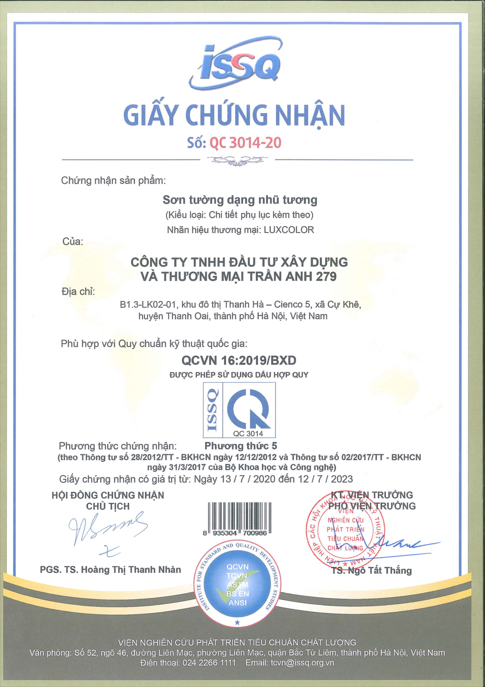 Chứng chỉ sơn