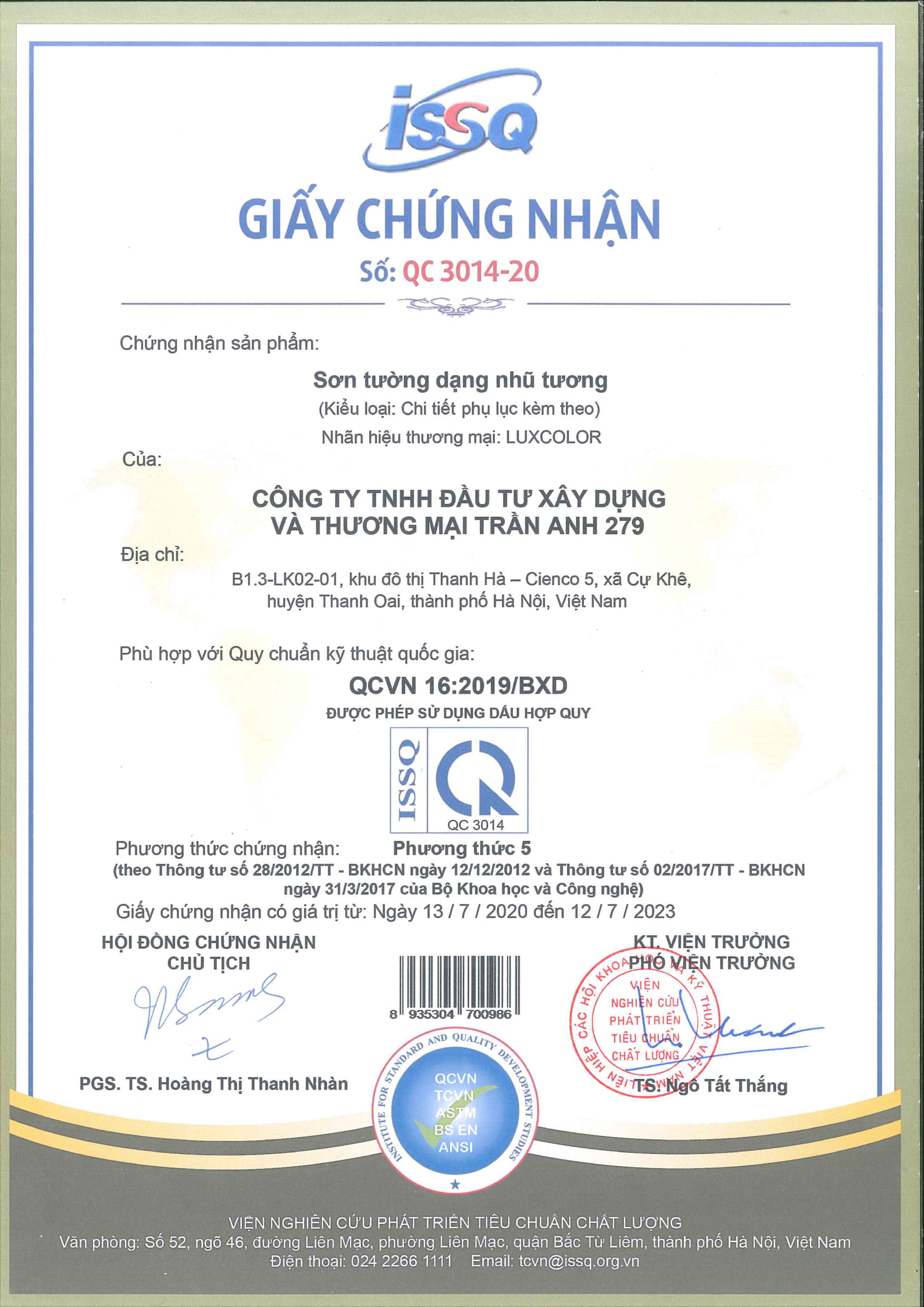 Chứng chỉ sơn
